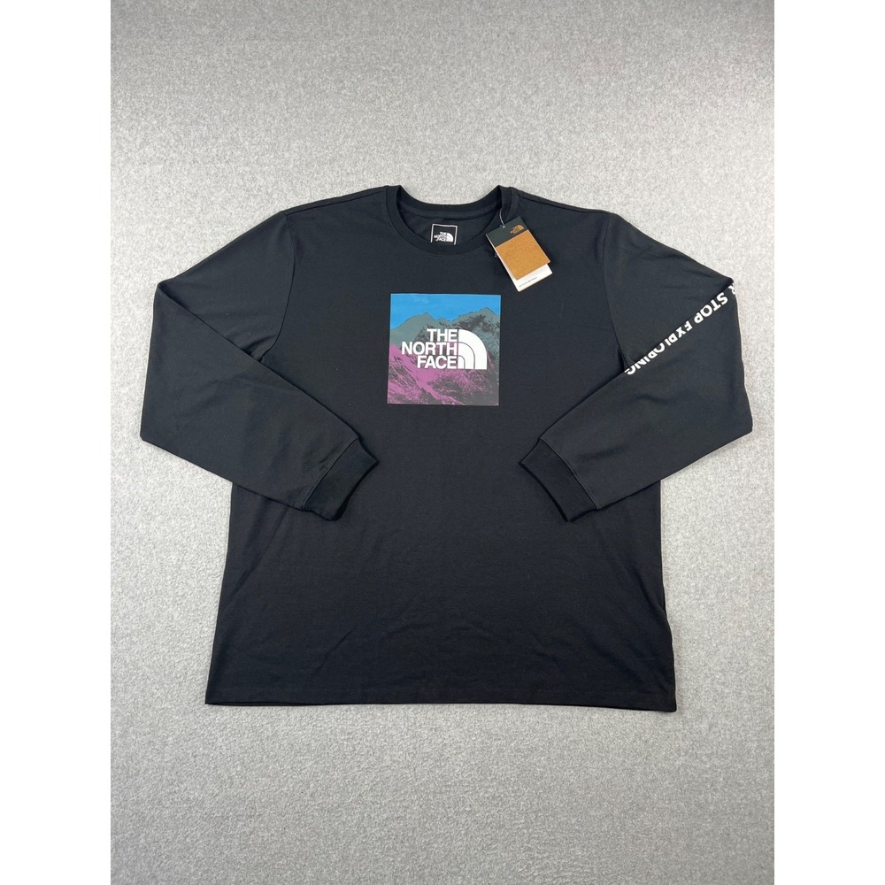 The North Face Logo Play Shirt Mens 2XL Black Long Sleeve Crew Neck Standard Fit
